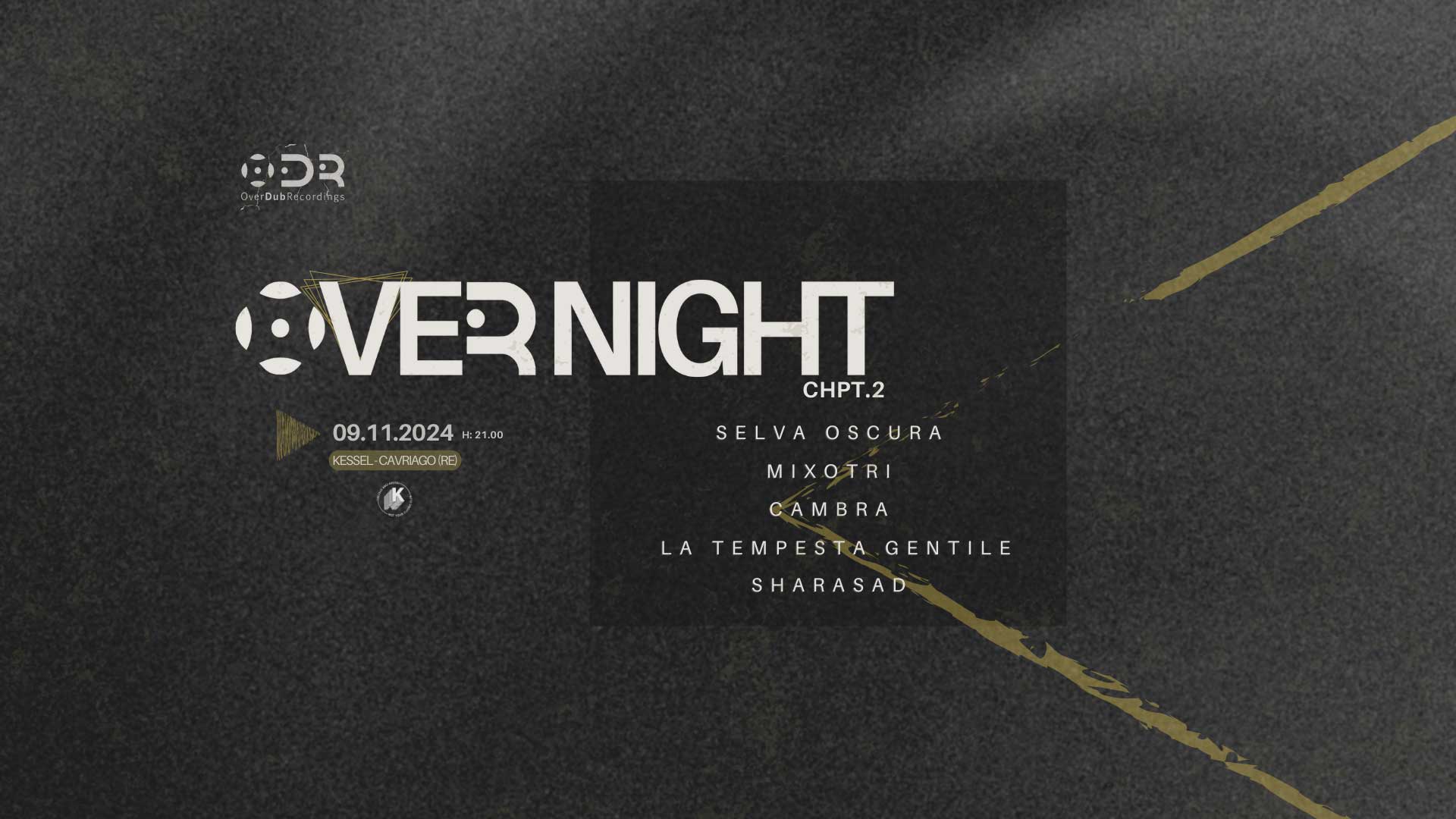 Al momento stai visualizzando Overdub Recordings presenta “Overnight CHPT.2”: sabato 9 novembre al Kessel di Cavriago